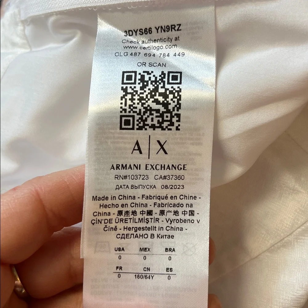 NWT Armani Exchange‎ High Waist White Skort- 0